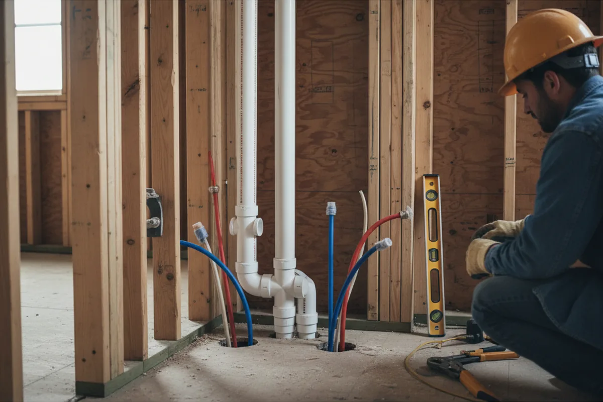 Drain and supply rough-in during Leak Detection in Butler